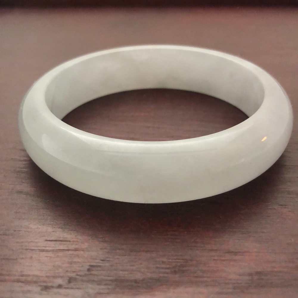 Genuine Translucent White Jade Bangle Bracelet